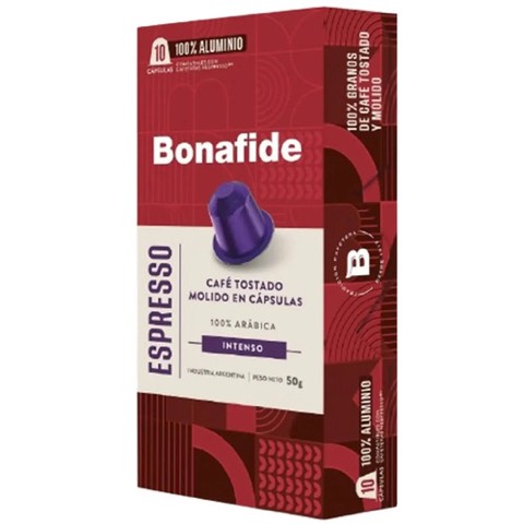 Bonafide: Cápsulas Bonafide Café Nespresso Espresso Intenso Caja X 10un
